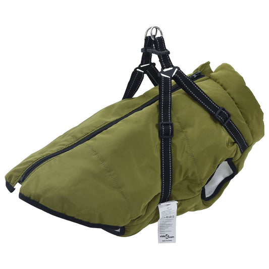 vidaXL Cappottino per cani, verde militare, L68, in pile e poliestere