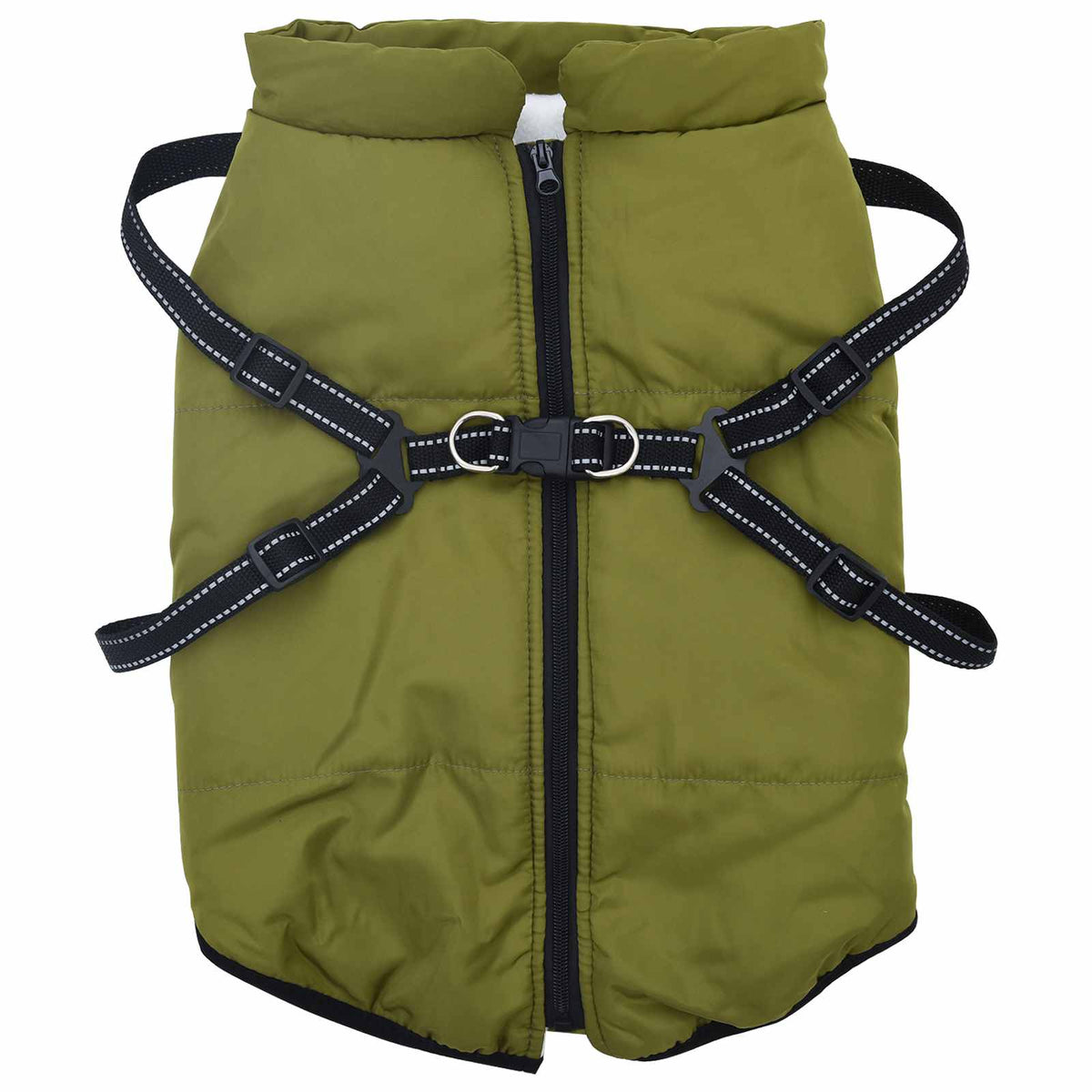 vidaXL Cappottino per cani, verde militare, L68, in pile e poliestere