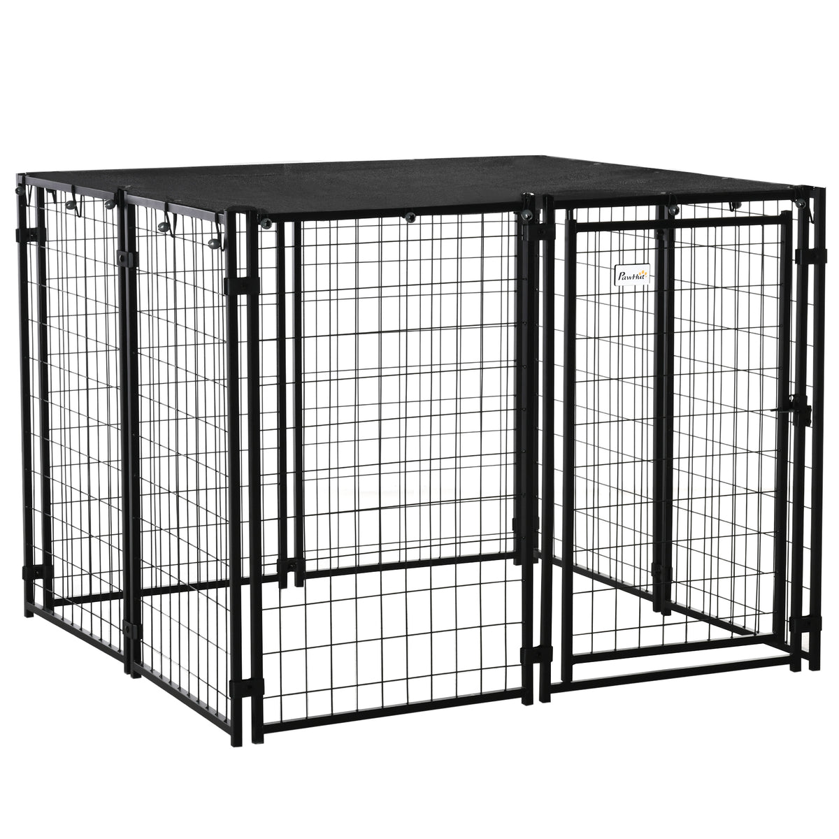 Recinto per Cani Pieghevole con Copertura, 8 Pannelli con Porta Bloccabile, 141x141x113cm, Nero
