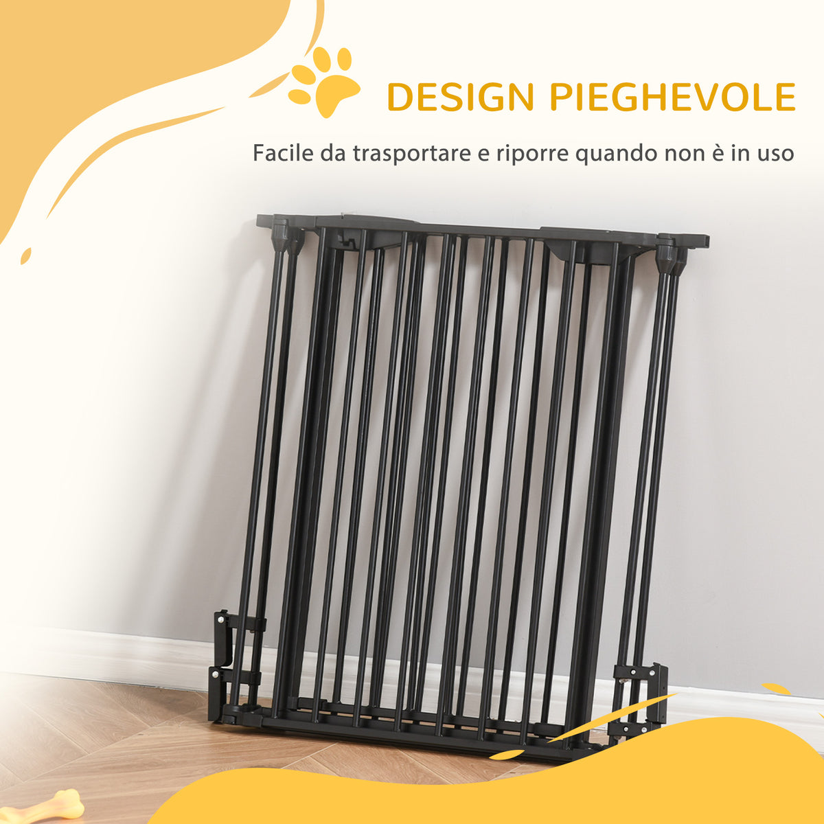 Cancellino per Cani Taglia Piccola e Media Pieghevole a 3 Pannelli, 180x3x74.5 cm, Nero