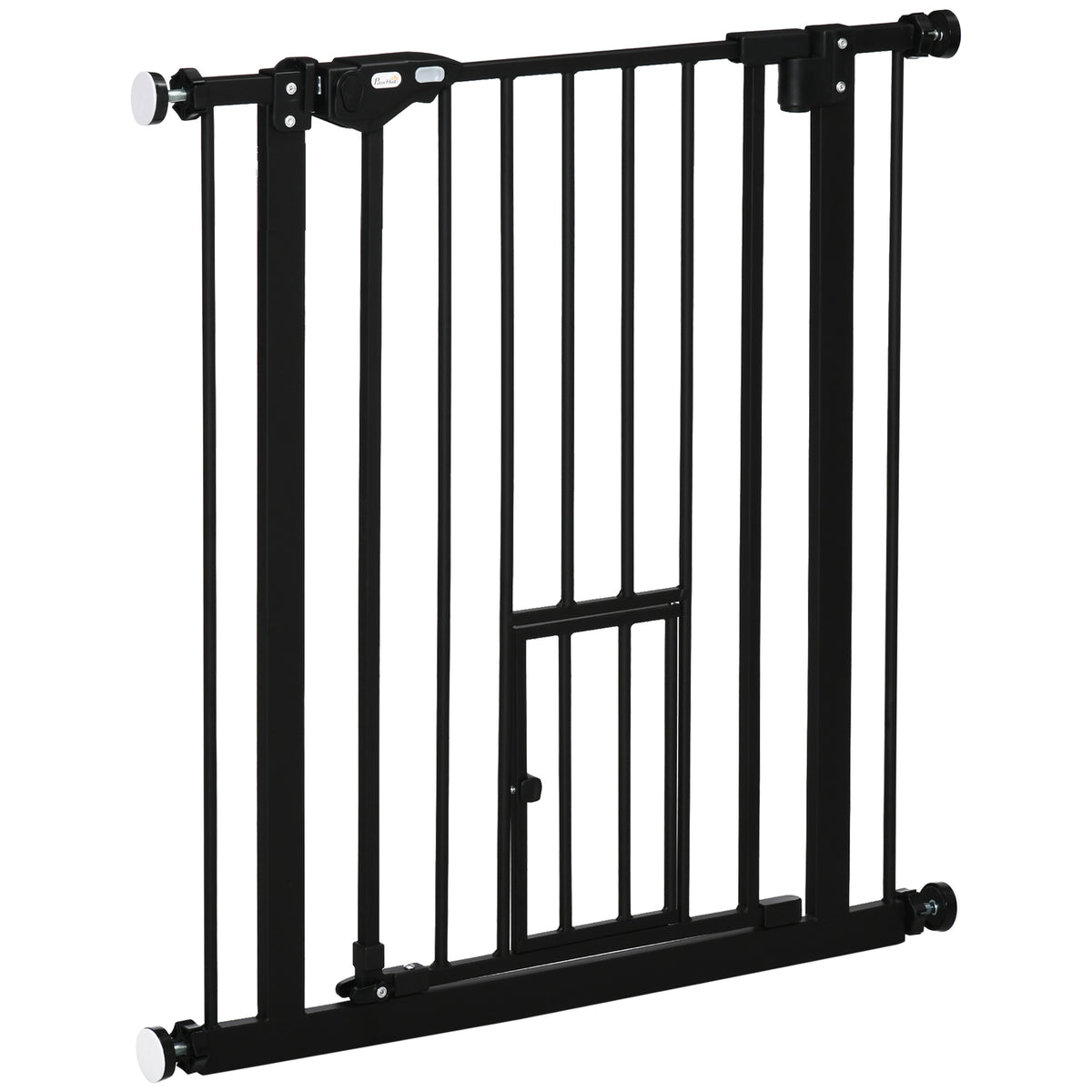 Cancelletto per Cani Estensibile con Fissaggio a Pressione e Chiusura Automatica, 68x76.2 cm, Nero