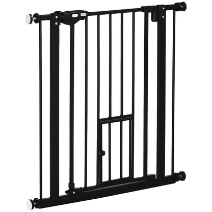 Cancelletto per Cani Estensibile con Fissaggio a Pressione e Chiusura Automatica, 68x76.2 cm, Nero