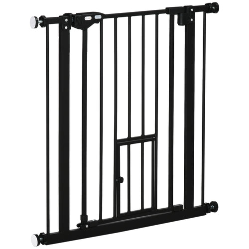 Cancelletto per Cani Estensibile con Fissaggio a Pressione e Chiusura Automatica, 68x76.2 cm, Nero
