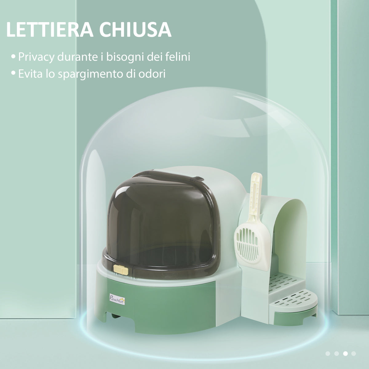 Lettiera per Gatti Chiusa con Coperchio Apribile e Vassoio Estraibile, 52x60x42 cm, Verde