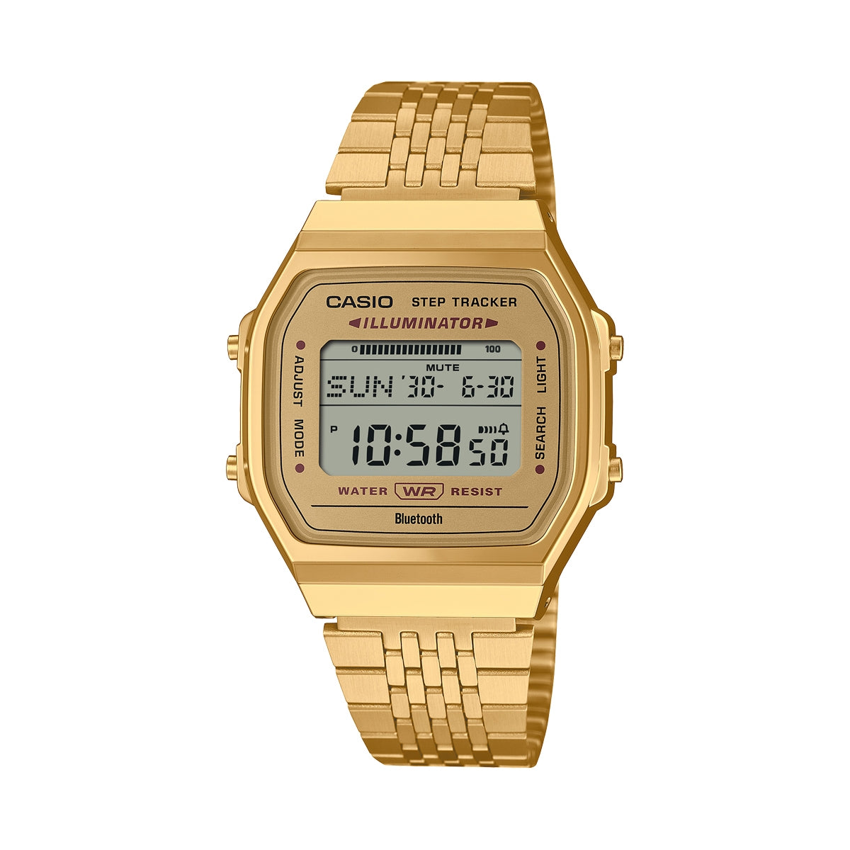 CASIO VINTAGE Mod. BLUETOOTH SMARTPHONE LINK - GOLD - built-in accelerometer senses body movements + steps counter - GOLD