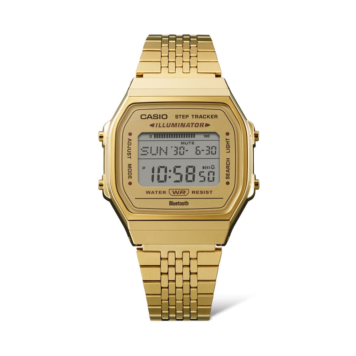 CASIO VINTAGE Mod. BLUETOOTH SMARTPHONE LINK - GOLD - built-in accelerometer senses body movements + steps counter - GOLD