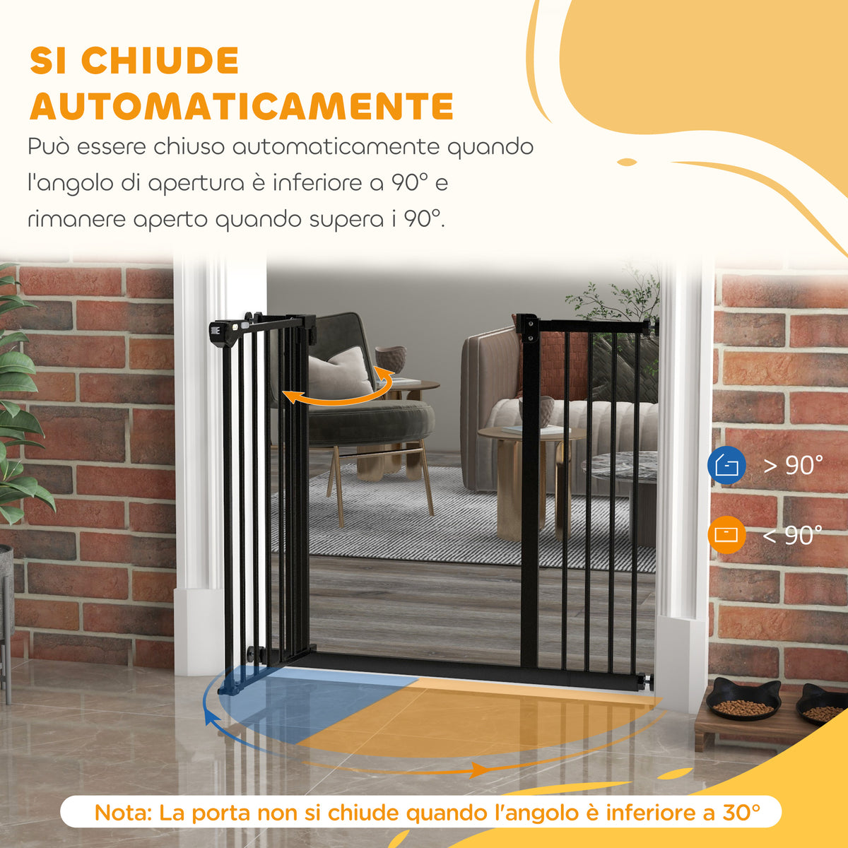Cancellino per Cani Regolabile con Chiusura Automatica, in Acciaio e Plastica, 74-100x77 cm Nero