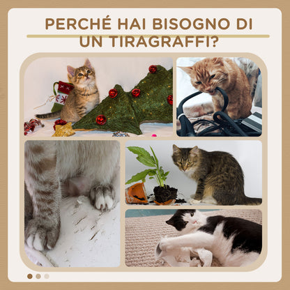 Albero Tiragraffi per Gatti Alto 136 cm con Cuccia Rimovibile, Casetta e Lettino, Pali in Iuta, Beige