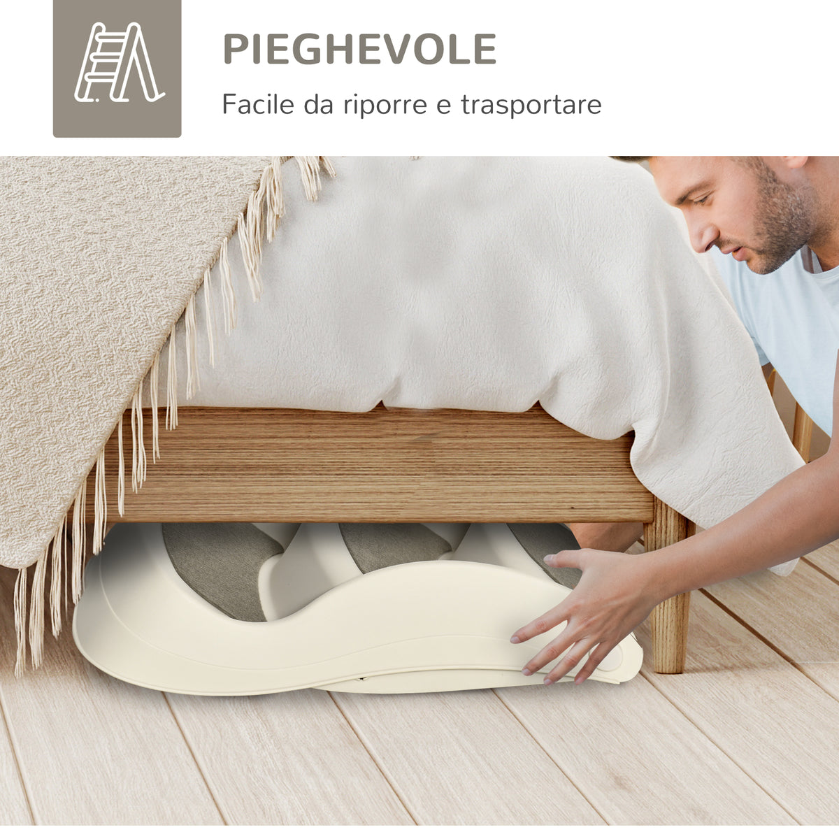 Scaletta per Cani e Gatti Pieghevole con 3 Gradini Antiscivolo in PP, 49x38x38 cm, Beige