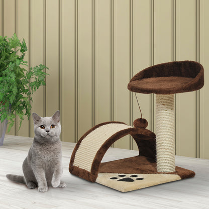 Albero Tiragraffi per Gatti per Gioco e Relax 35.5x37x46 cm Marrone