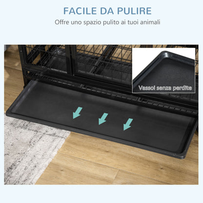 Gabbia Box per Cani Cuccioli da Interno Esterno con Rotelle 926275cm