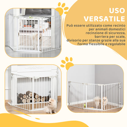 Cancelletto per Cani con Chiusura Automatica e Sistema di Blocco, in Metallo e Plastica, 180x74.5 cm, Bianco