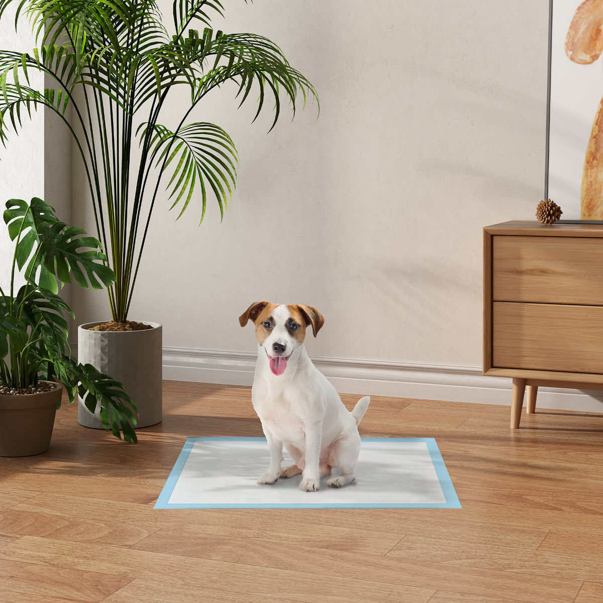 Set 100 Tappetini Igienici per Cani a 6 Strati in Tessuto non Tessuto, Carta e PE, 45x60 cm, Blu e Bianco