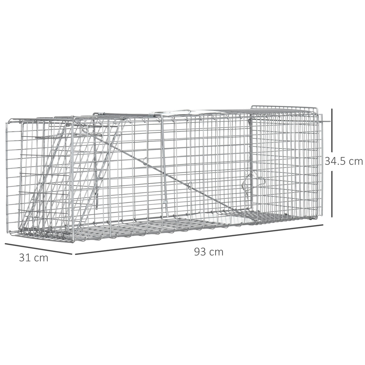 Gabbia Trappola per Ratti, Topi e Nutrie Pieghevole in Acciaio, 93x31x34.5cm, Argento