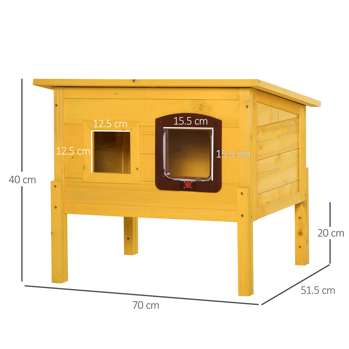 Cuccia Casetta per Animali Domestici in Legno di Abete 70 x 51.5 x 60cm