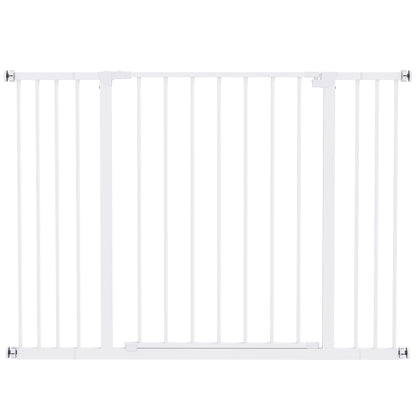 Cancellino per Cani di Sicurezza Estensibile da 76-107cm Montaggio a Pressione, Metallo e Plastica, Bianco