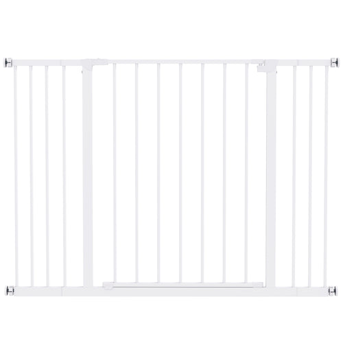 Cancellino per Cani di Sicurezza Estensibile da 76-107cm Montaggio a Pressione, Metallo e Plastica, Bianco