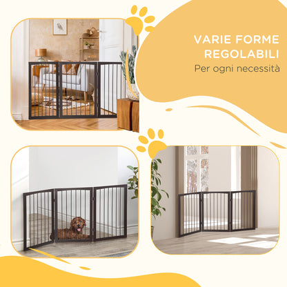 Cancellino Portatile da 3 Sezioni per Cani e Animali Domestici Divisorio di Sicurezza Pieghevole, 160x1.2x76 cm, Marrone