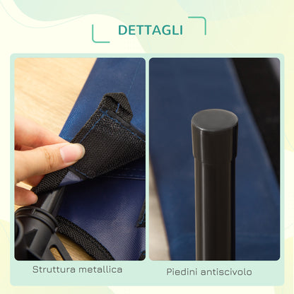 Letto Rialzato per Cani 20 kg max Impermeabile, in Tessuto Oxford e Metallo, 76x61x18 cm, Blu