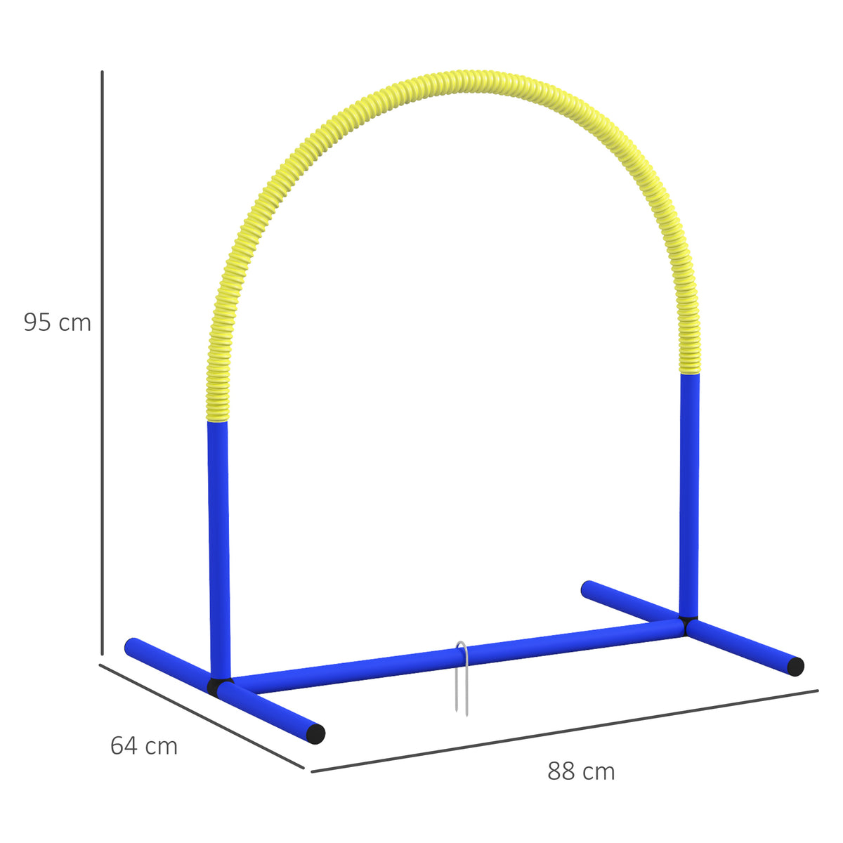 Set Agility Dog con 4 Archi Componibili e Borsa da Trasporto, 88x64x95 cm, Blu e Giallo
