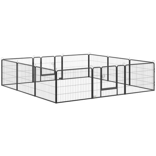 Recinto per Cani e Cuccioli con 12 Pannelli Modulabili e 2 Ingressi, 80x1.5x60cm