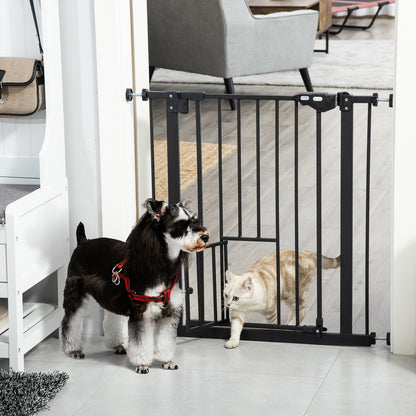Cancelletto per Cani Estensibile con Fissaggio a Pressione e Chiusura Automatica, 68x76.2 cm, Nero
