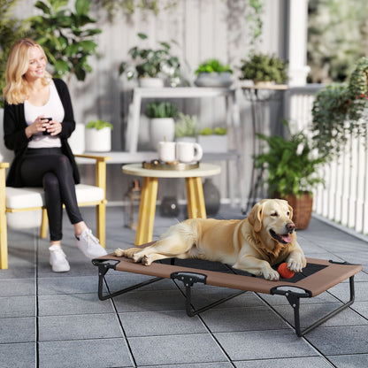 Letto per Cani Grandi Pieghevole con Tessuto a Rete da Interno ed Esterno, 107x61x20 cm, Marrone