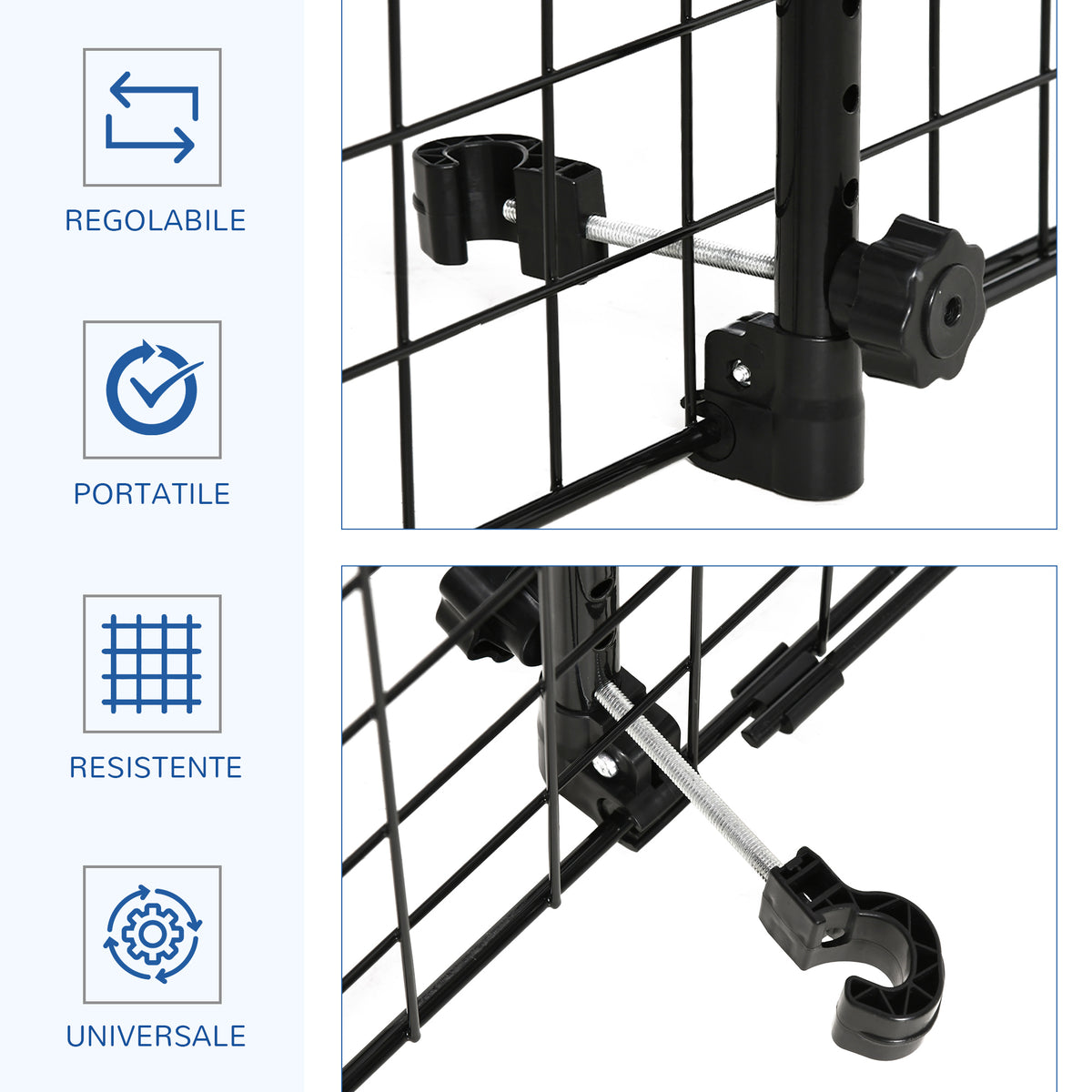 Divisorio Auto per Cani, Barriera Regolabile Universale, 91-152 x 30 cm, Nero