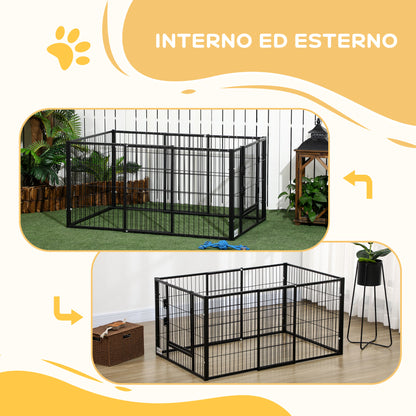 Recinto per Cani di piccola taglia con 6 pannelli per esterni e Interni, 82.5-150x79x61cm Metallo