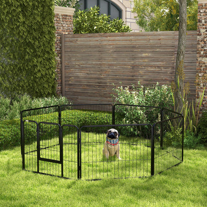Recinto per Cani a 8 Pezzi Modulabili per Interno ed Esterno, in Acciaio , 80x60 cm, Nero