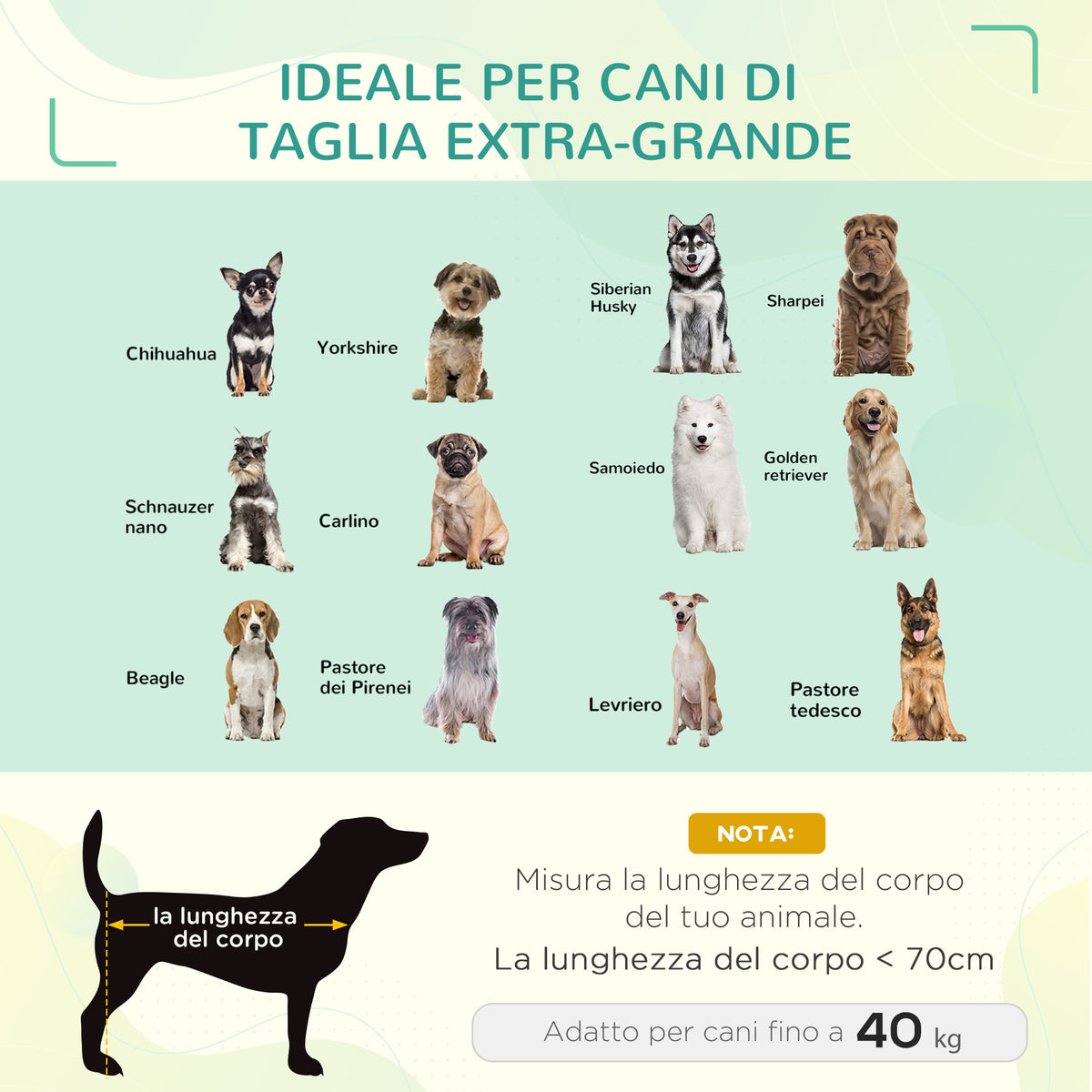 Lettino per Cani da Interno ed Esterno Capacità fino a 32kg con Tessuto Traspirante 130x90x20cm Nero