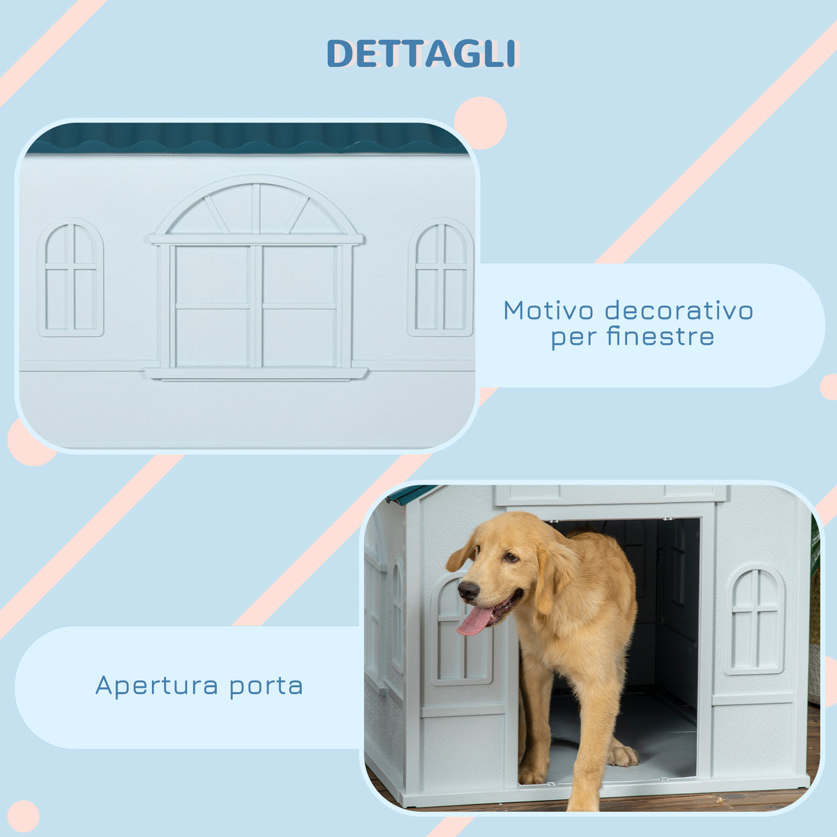 Cuccia per Cani di Taglia Media e Grande max 30kg in PP Impermeabile, 84.2x98.2x82 cm, Blu