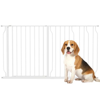 Cancelletto di Sicurezza per Cani in Acciaio e ABS, Estensibile 75-145cm per Scale e Porte, Bianco
