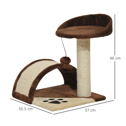 Albero Tiragraffi per Gatti per Gioco e Relax 35.5x37x46 cm Marrone