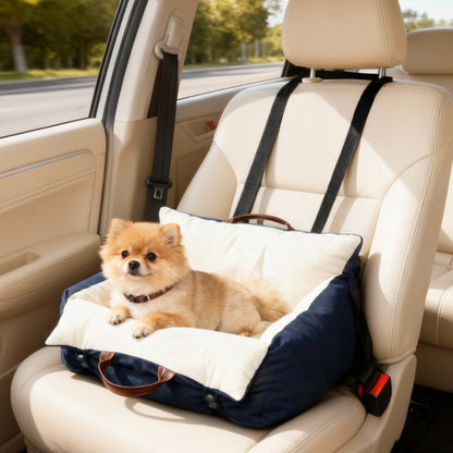Seggiolino Auto per Cani Piccoli con Guinzaglio di Sicurezza, Sfoderabile e Lavabile, Blu