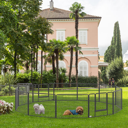 Recinto per Cani e Cuccioli con 12 Pannelli Modulabili e 2 Ingressi, 80x1.5x60cm