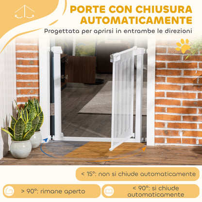 Cancellino per Cani Regolabile con Chiusura Automatica, Acciaio e ABS, 75-82x76 cm, Bianco