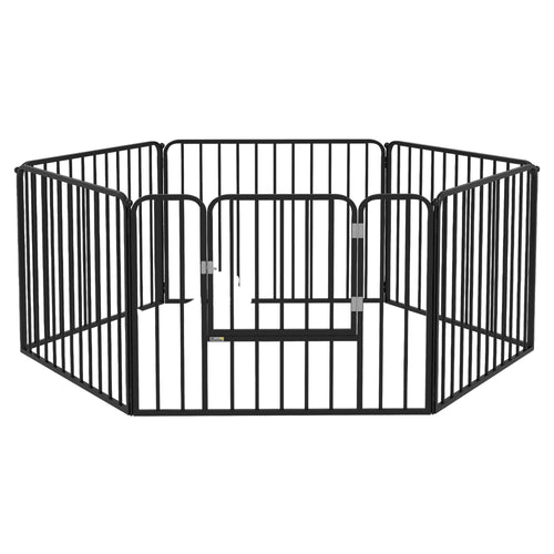 Recinto per Cani a 6 Pannelli Modulabili da Interno ed Esterno, in Acciaio, 164x83x60 cm, Nero