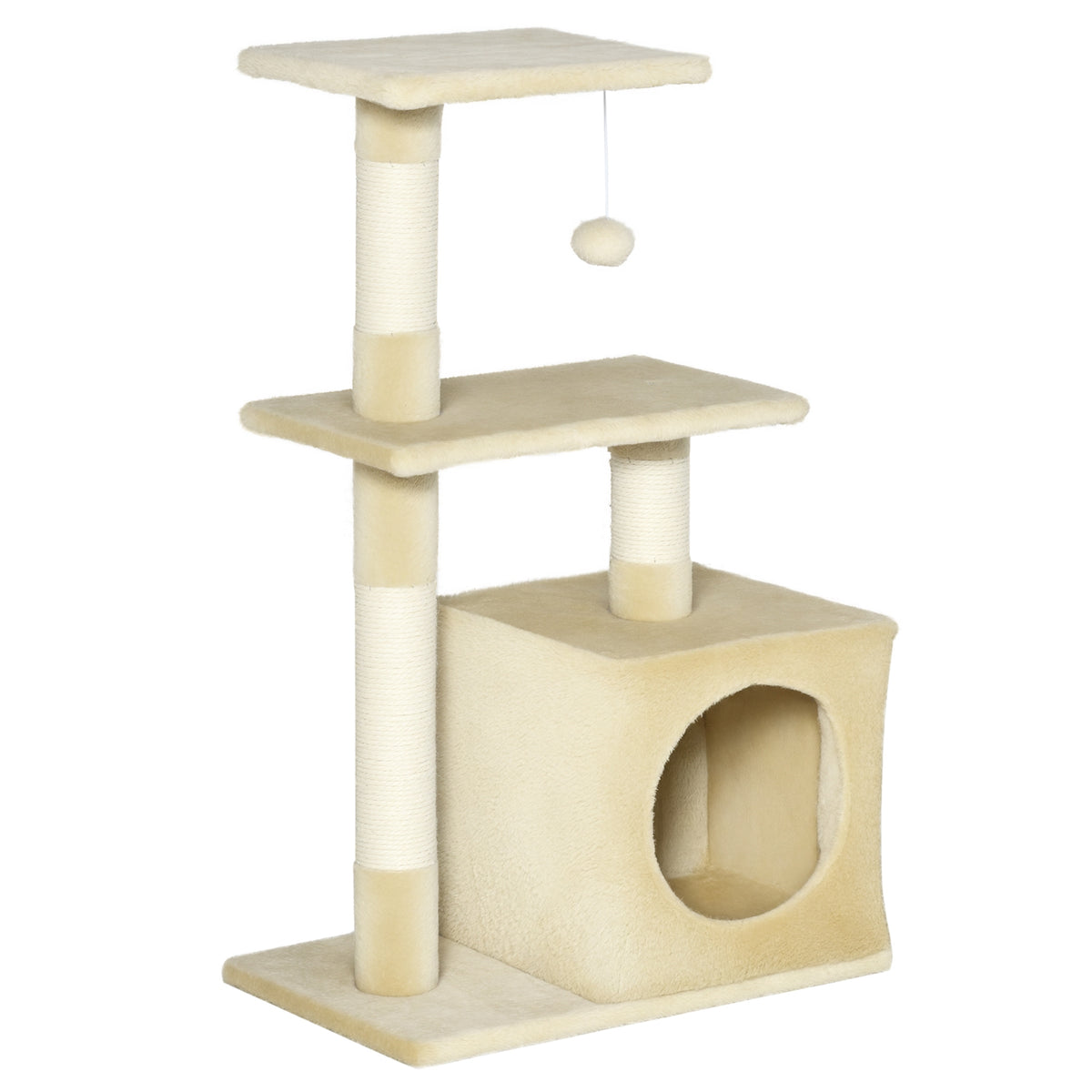 Albero Tiragraffi per Gatti con Cuccia, 50x30x81.5cm