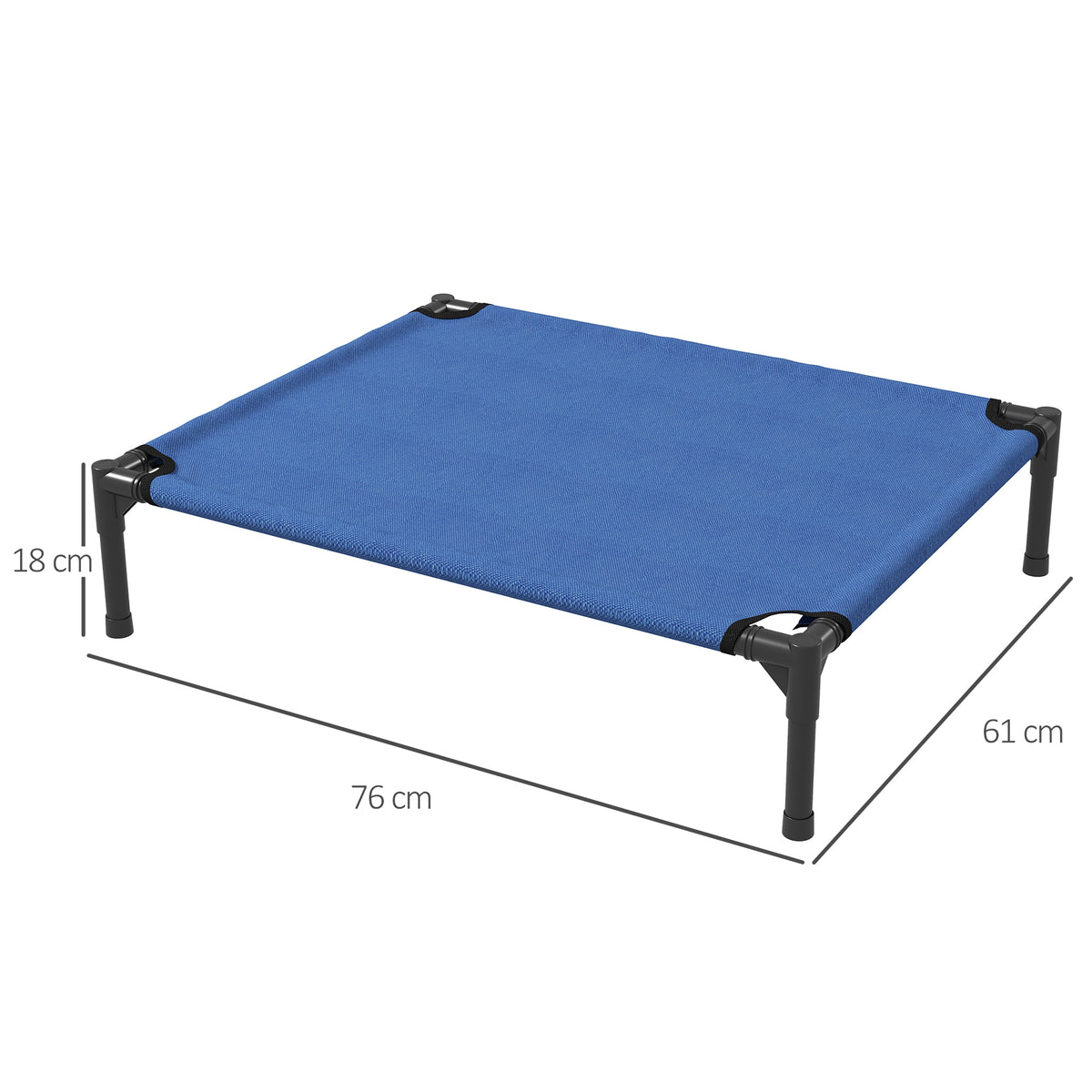 Cuccia Lettino per Cani Rialzato Pieghevole per Interno ed Esterno in Metallo e Tessuto Oxford, 76x61x18 cm, Blu