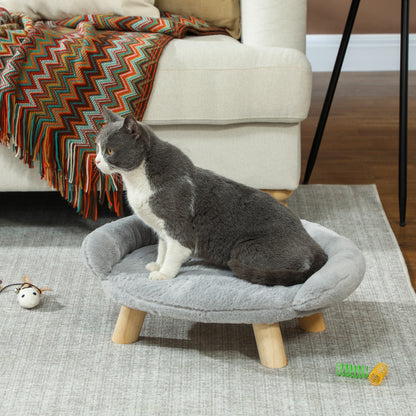 Cuccia Divanetto per Cani e Gatti Sfoderabile in Peluche con Schienale, 47x40x20 cm, Grigio