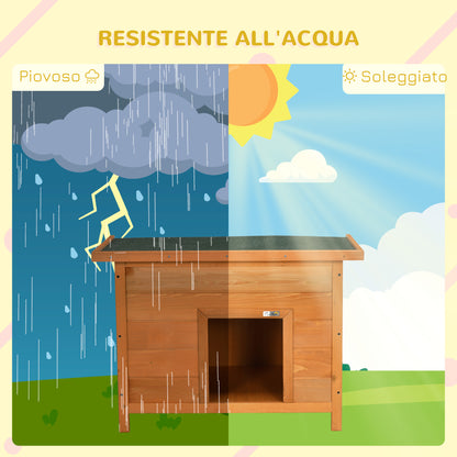 Cuccia per Cani Impermeabile da Esterno in Legno di Pino, 82 x 58 x 58cm
