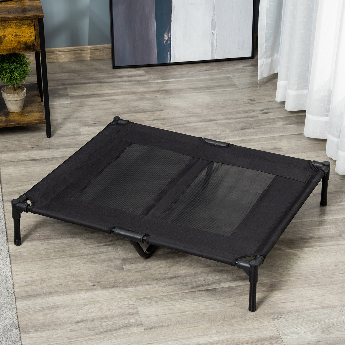 Brandina per Cani Grandi in Metallo e Tessuto Oxford con Borsa di Trasporto, 92x76x18cm, Nero