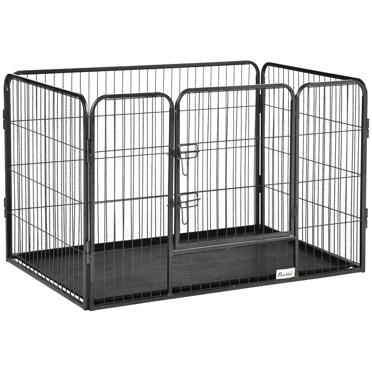 Box per Cani in Metallo con Porta e Vassoio sul Fondo, 109x74x71cm, Grigio