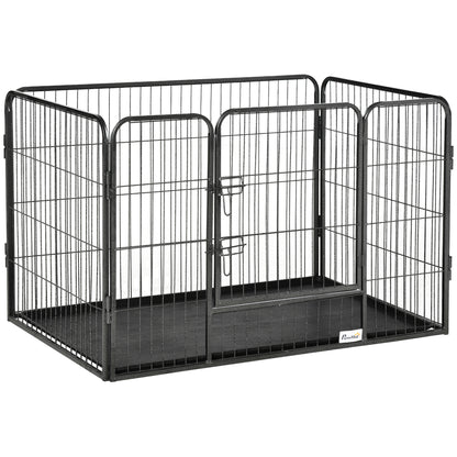 Box per Cani in Metallo con Porta e Vassoio sul Fondo, 109x74x71cm, Grigio