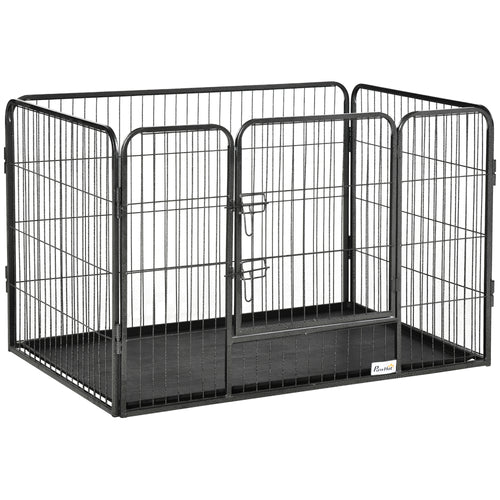 Box per Cani in Metallo con Porta e Vassoio sul Fondo, 109x74x71cm, Grigio