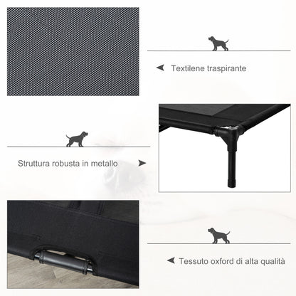 Brandina per Cani Grandi in Metallo e Tessuto Oxford con Borsa di Trasporto, 92x76x18cm, Nero
