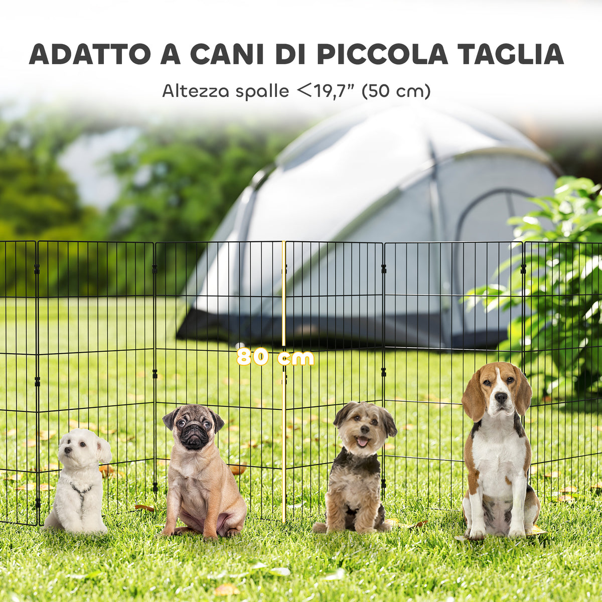 Recinto per Cani Recinto Espandibile Pieghevole in Metallo 50x80 cm Nero