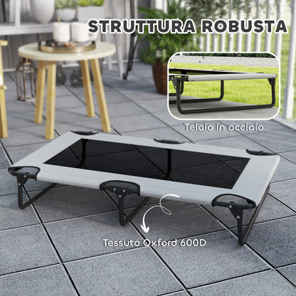 Letto per Cani Grandi Pieghevole con Tessuto a Rete da Interno ed Esterno, 107x61x20 cm, Grigio Chiaro