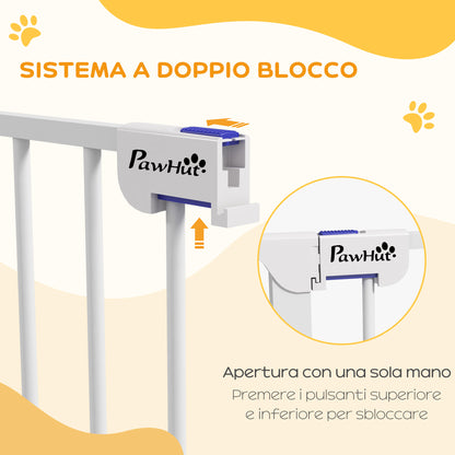 Cancelletto per Cani Taglia Media a 3 Pannelli con Doppio Sistema di Blocco, 206x90cm, Bianco